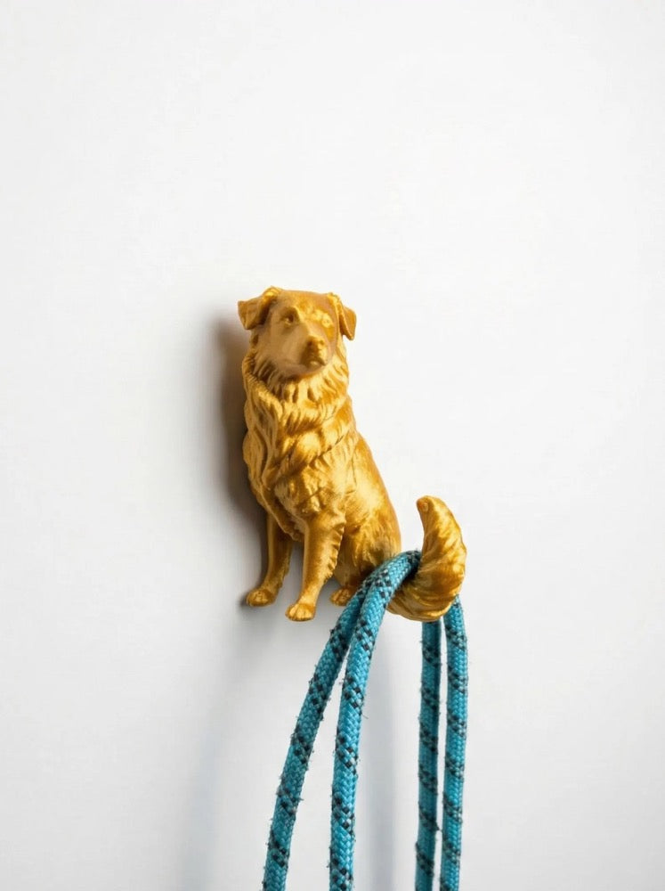 Affectionate Australian Shepherd Leash Holder | Sculptural Animal Art | Dog Mom Gift | Functional Modern Art