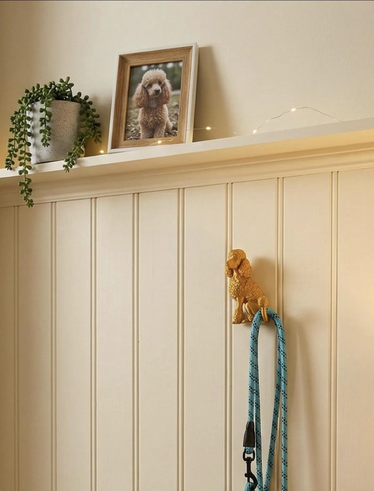 Playful Poodle Leash Holder | Functional Modern Art | Animal Statue Entryway Hook