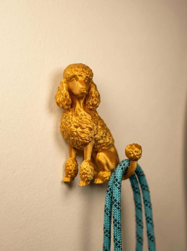 Playful Poodle Leash Holder | Functional Modern Art | Animal Statue Entryway Hook