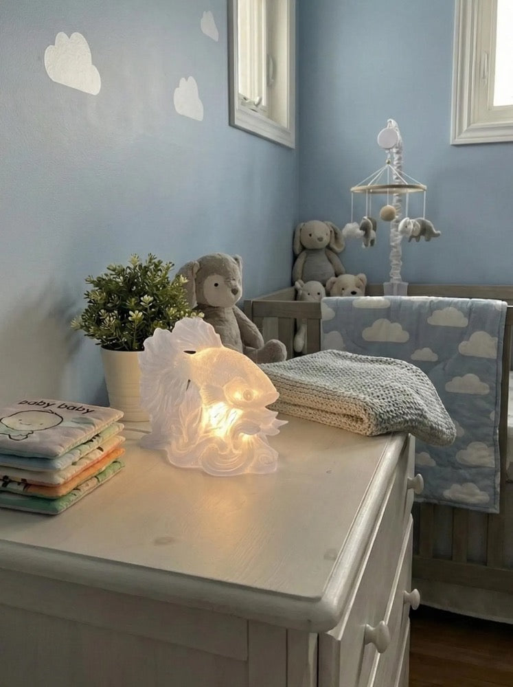 Sculptural Betta Fish Accent Lamp | Whimsical Coastal Bookshelf Decor | Soft Ambient Light