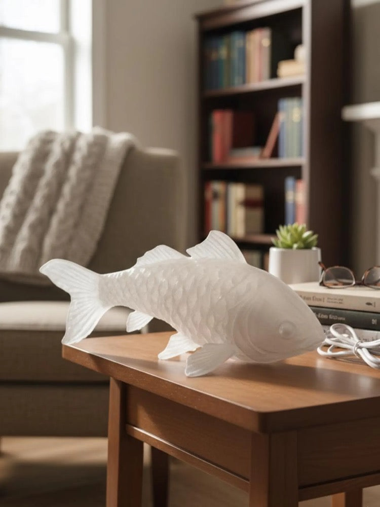 Goldfish Lamp & Koi Fish Lantern | Faux Stained Glass Desk Light | Whimsical Lava Lamp Style | Japanese Kitsch Home Decor