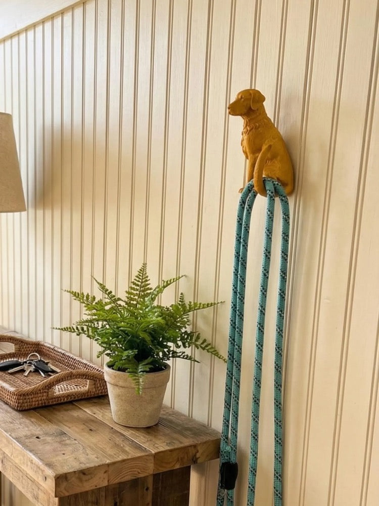 Golden Retriever Leash Holder | Faux Brass Dog Wall Hook | Gold Dog Mom Gift